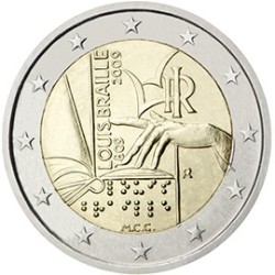 2 euro commémorative Italie 2009 Louis Braille