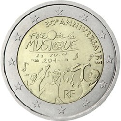 2 euro commémorative France 2011 fête de la musique