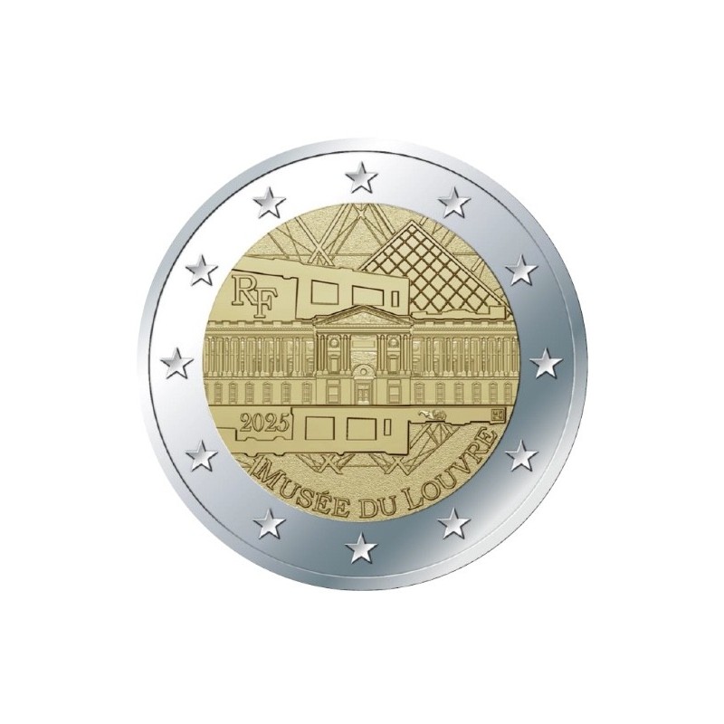 2 euro commémorative France 2025 Musée du Louvre coincard