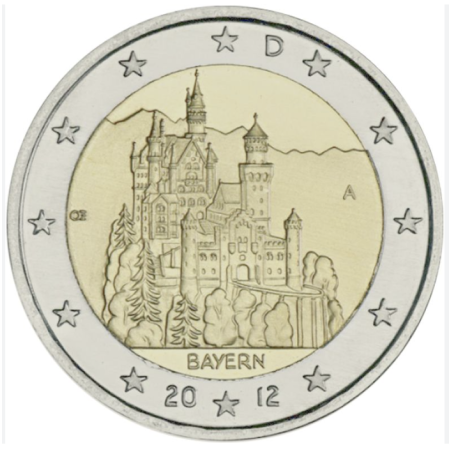 2 euro commémorative Allemagne 2012 chateau de neuschwanstein schwangau