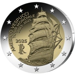 2 euro commémorative Italie 2025 Tour du monde du navire-école Amerigo Vespucci
