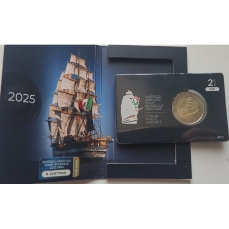 2 euro commémorative Italie 2025 Tour du monde du navire-école Amerigo Vespucci BU