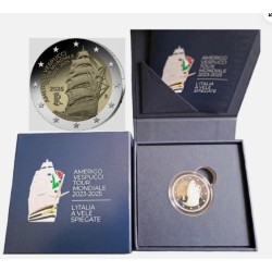 2 euro commémorative Italie 2025 Tour du monde du navire-école Amerigo Vespucci BE