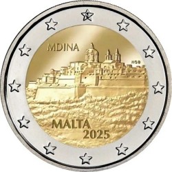 2 euro commémorative Malte 2025 ville fortifiée de Mdina UNC