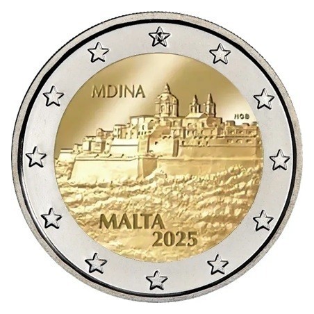 2 euro commémorative Malte 2025 ville fortifiée de Mdina UNC